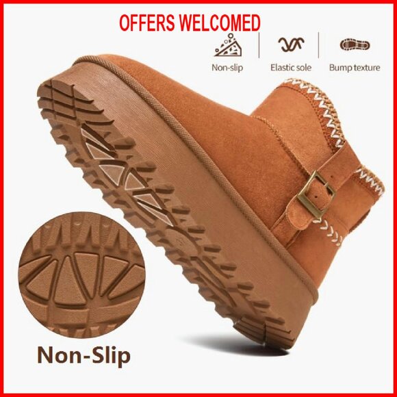 Waterproof Fur Lined Snow Boots Women's Platform Ankle Boots Winter Non-Slip - Picture 6 of 8